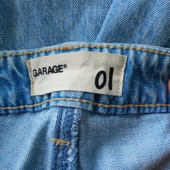 Garage Mom Jeans High Waist Straight Raw Hem Blue Two Tone Denim Sz 1 - Picture 6 of 7